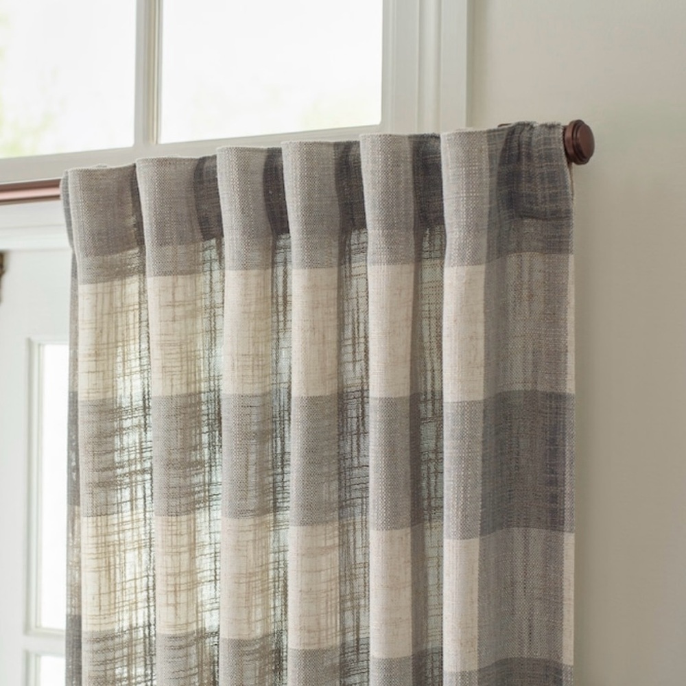 2PK Allen + Roth 95-in Natural Light Filtering Back Tab Single Curtains 3728124 - Picture 3 of 9